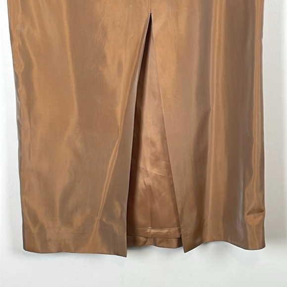 Adriana Papell Occasions Gold Formal Skirt Womens 10 Silky Zip Back Slit Back - Picture 5 of 8